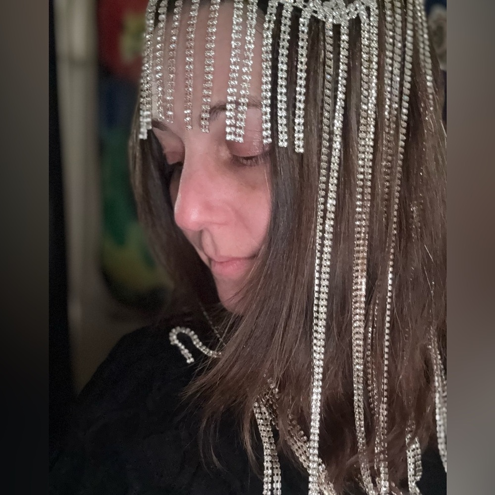 Silver Rhinestone Headpiece - Picture 9 of 11